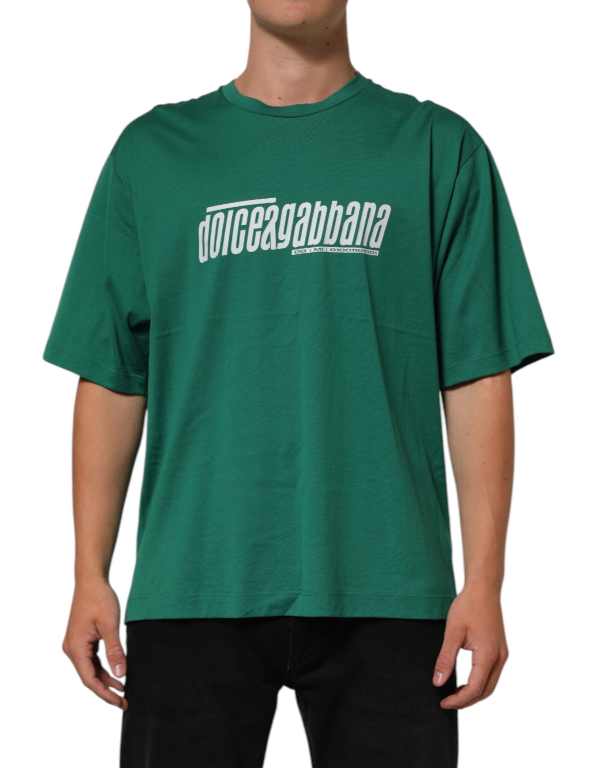 Green t-shirt with white lettering