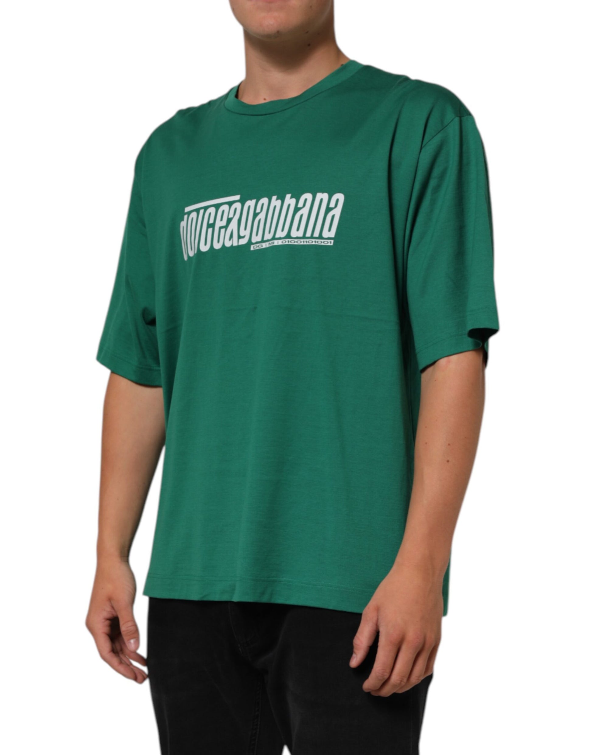 Green t-shirt with white lettering