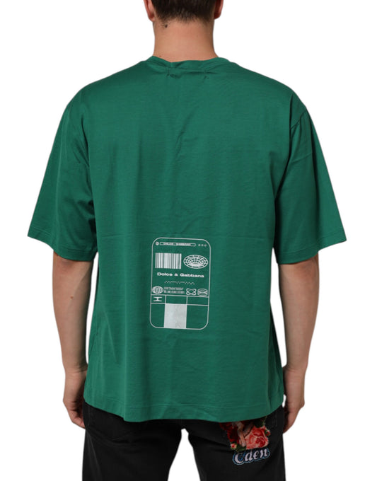 Green t-shirt with white label on back