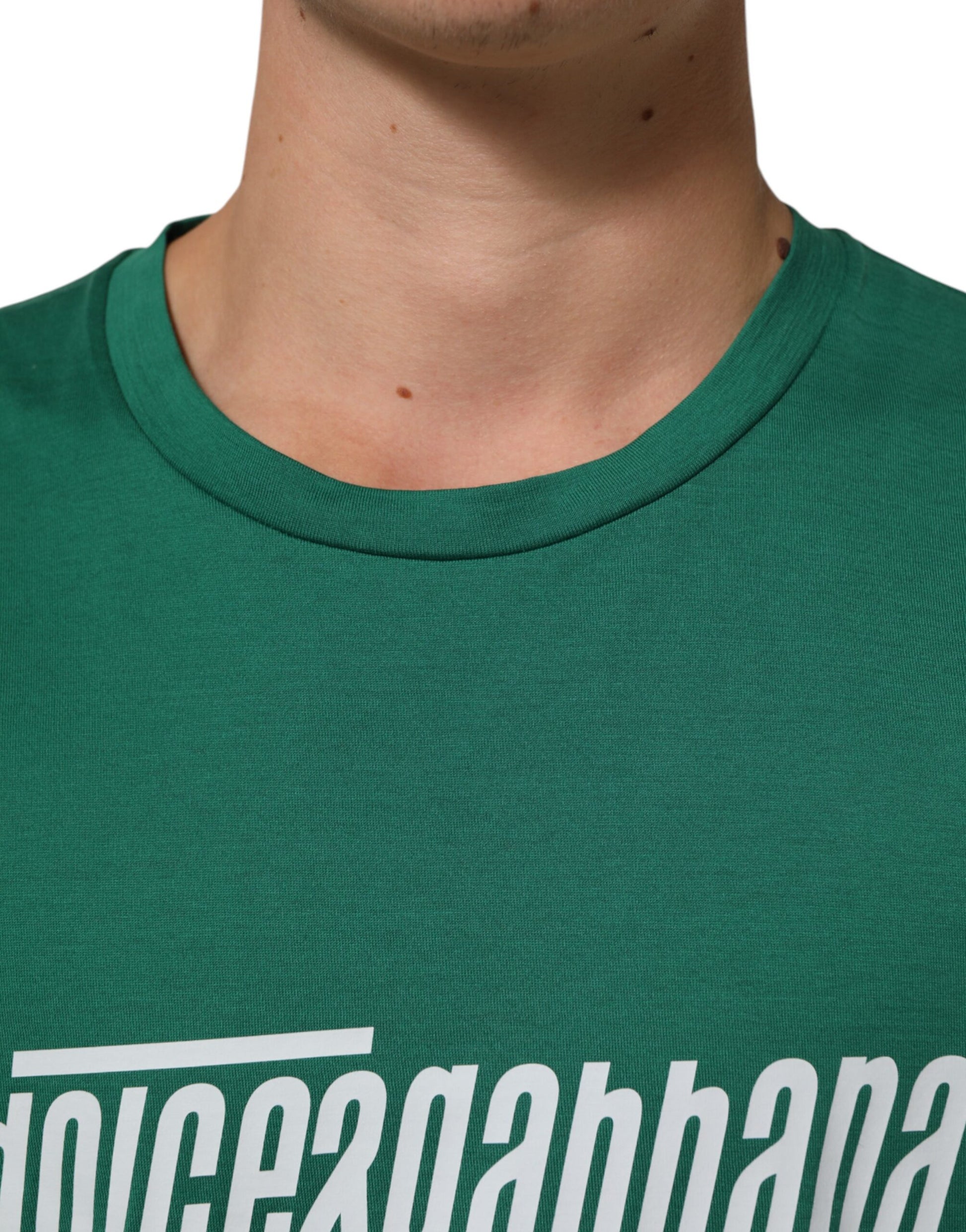 Green t-shirt with white lettering