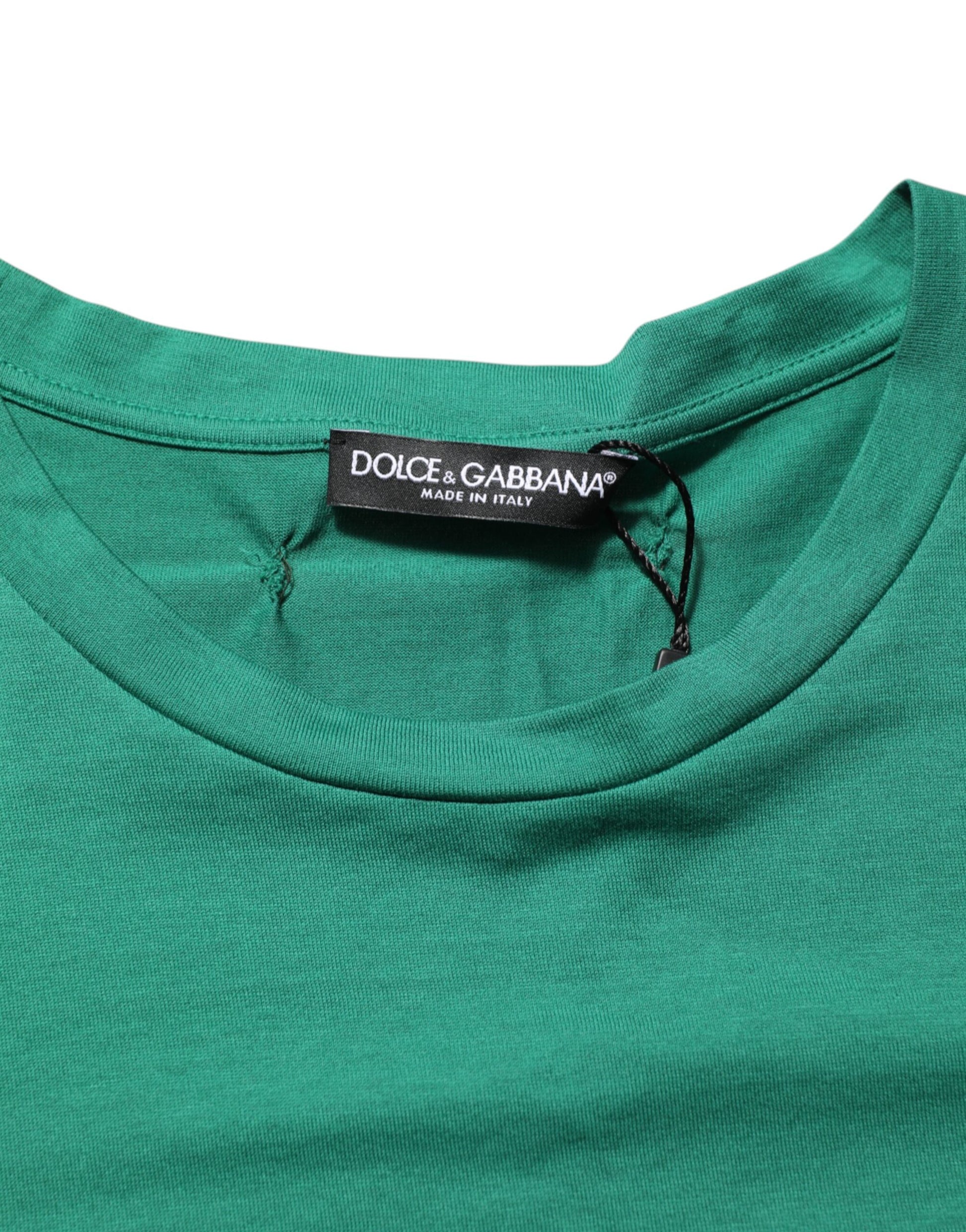 Green t-shirt with black label
