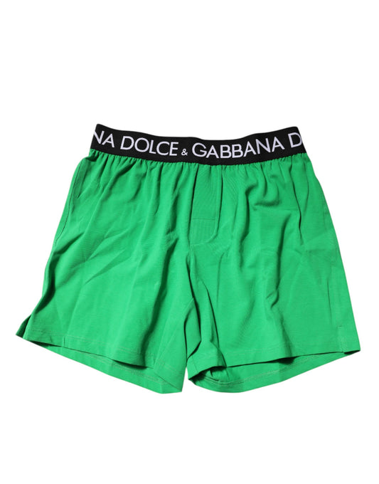 Green boxer shorts with white branding
