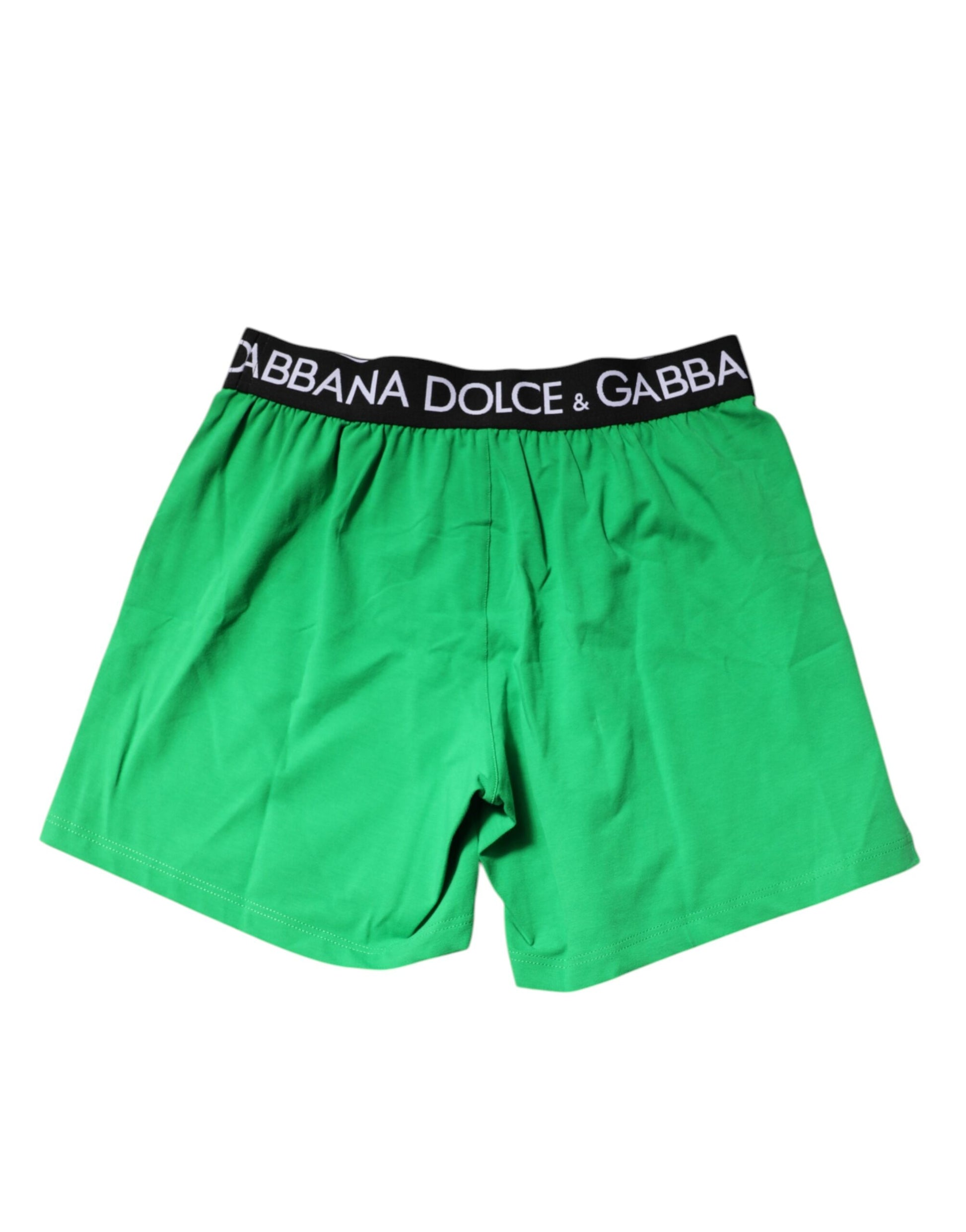 Green men's boxer shorts with brand name on waistband