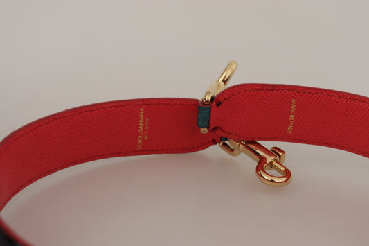 Red leather dog collar with gold buckle