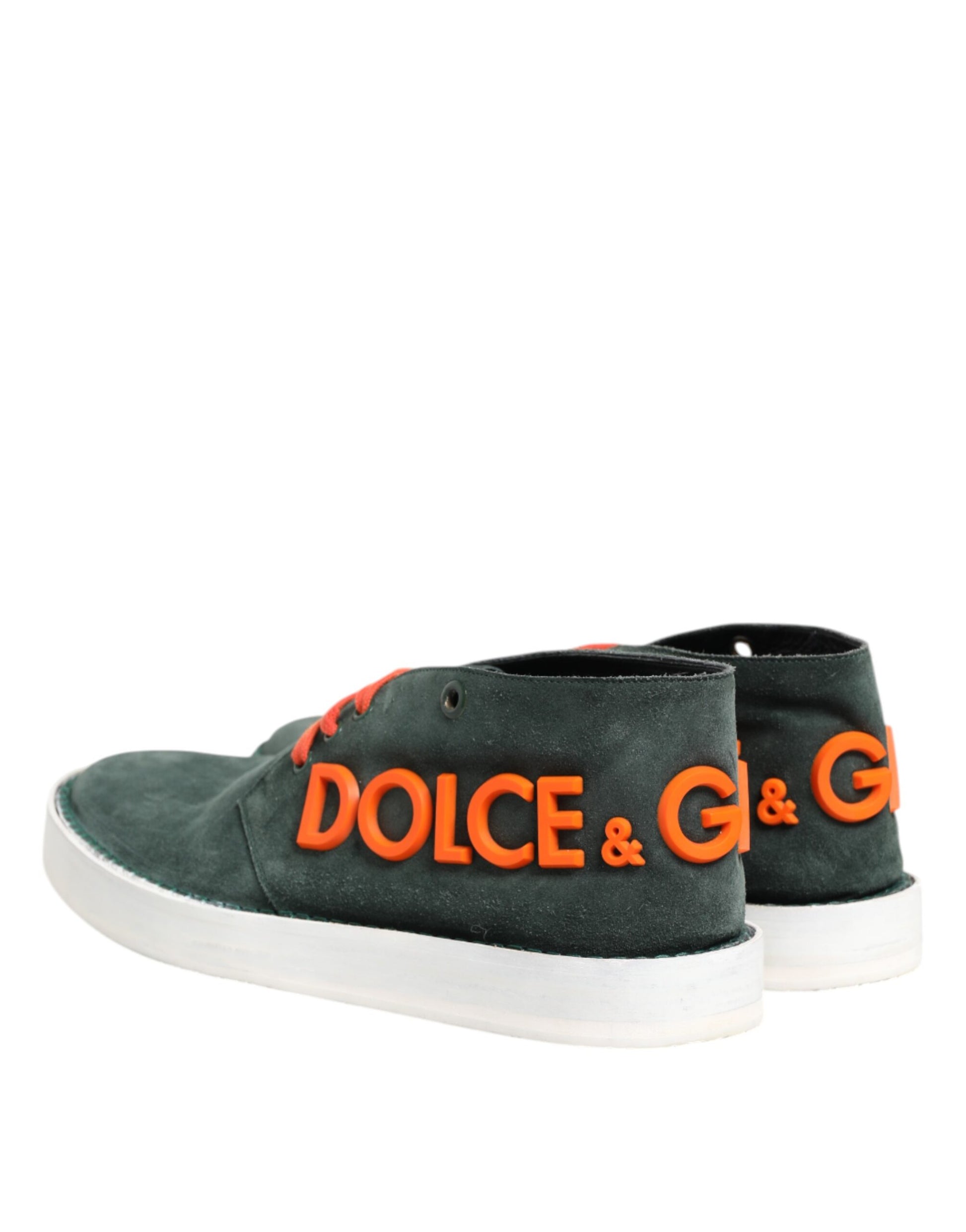 Pair of black sneakers with red branding