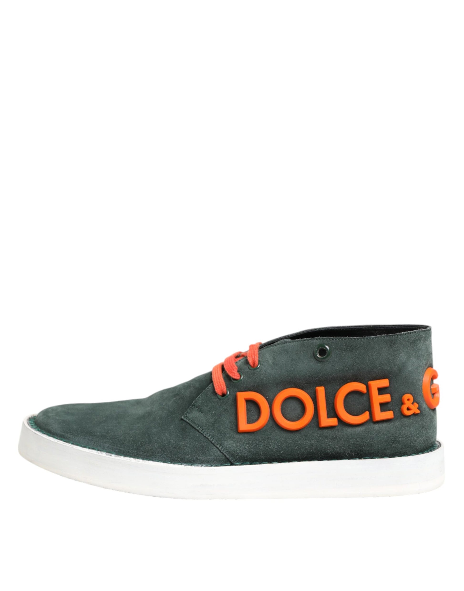 Black sneaker with red brand name on side
