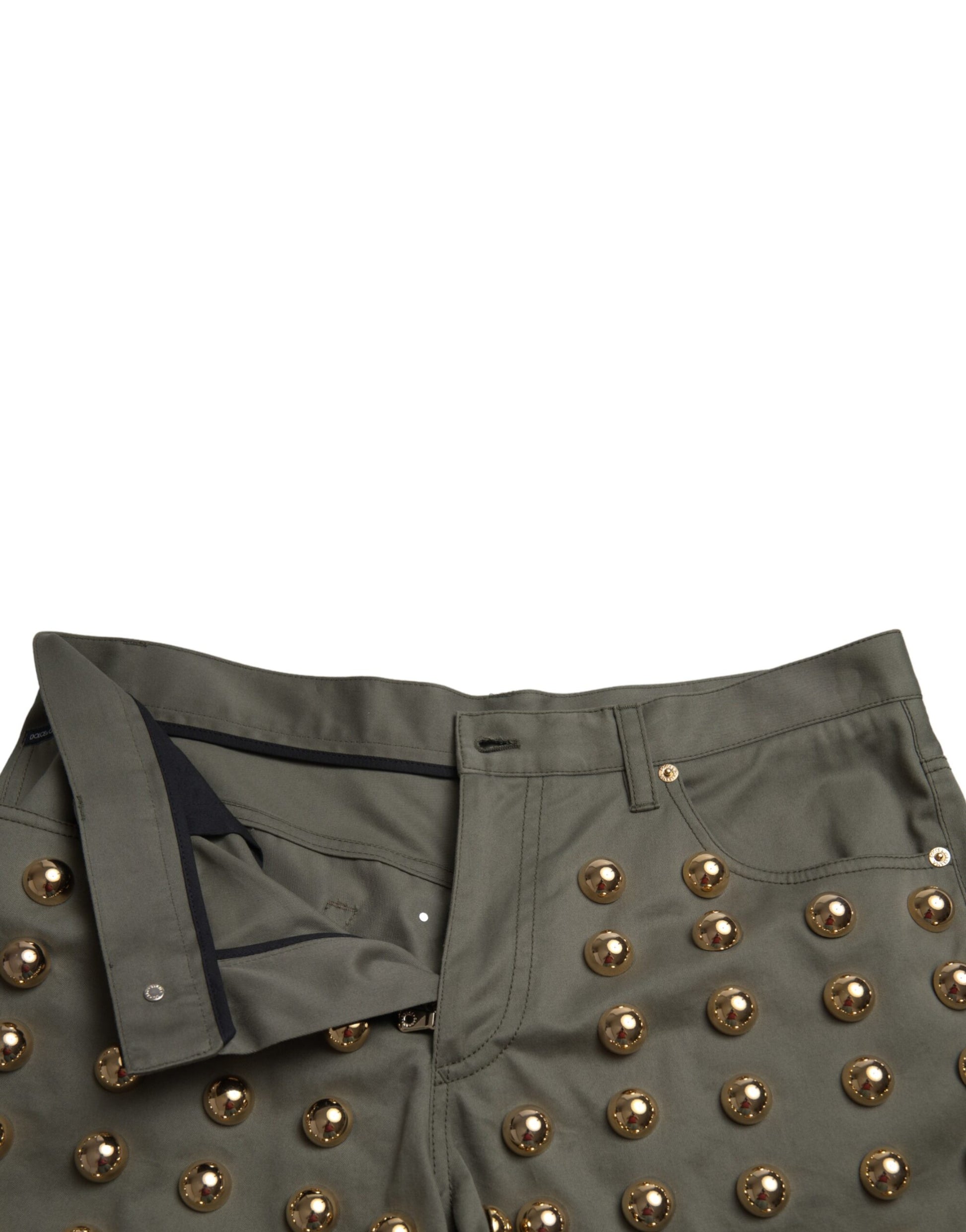 Pair of women's trousers with gold buttons and embellishments