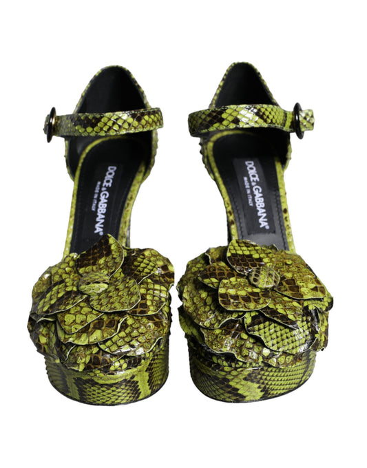 High heel shoes with snake print design