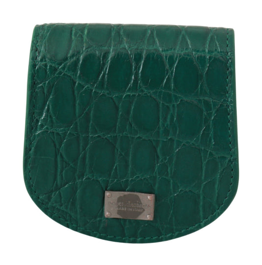 Green leather wallet with embossed logo