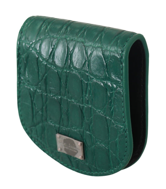 Green leather wallet with silver buckle