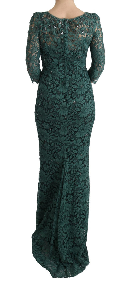 Long black lace dress on mannequin