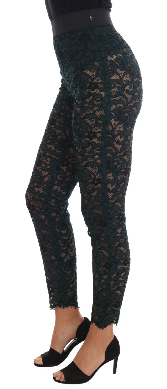 Black lace leggings with floral pattern