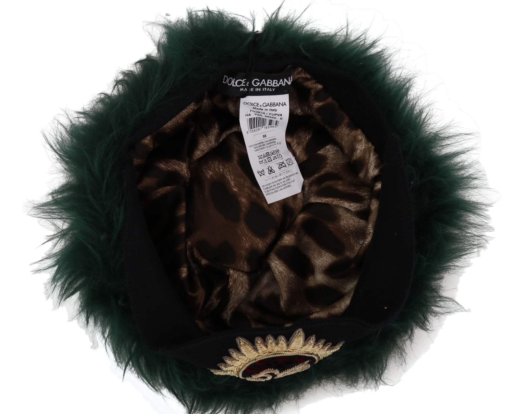 Green and brown hat with feathers