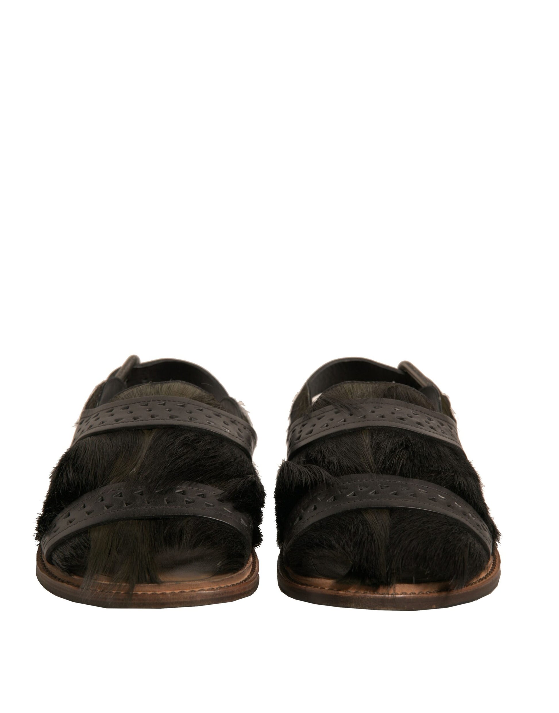 Pair of furry black sandals