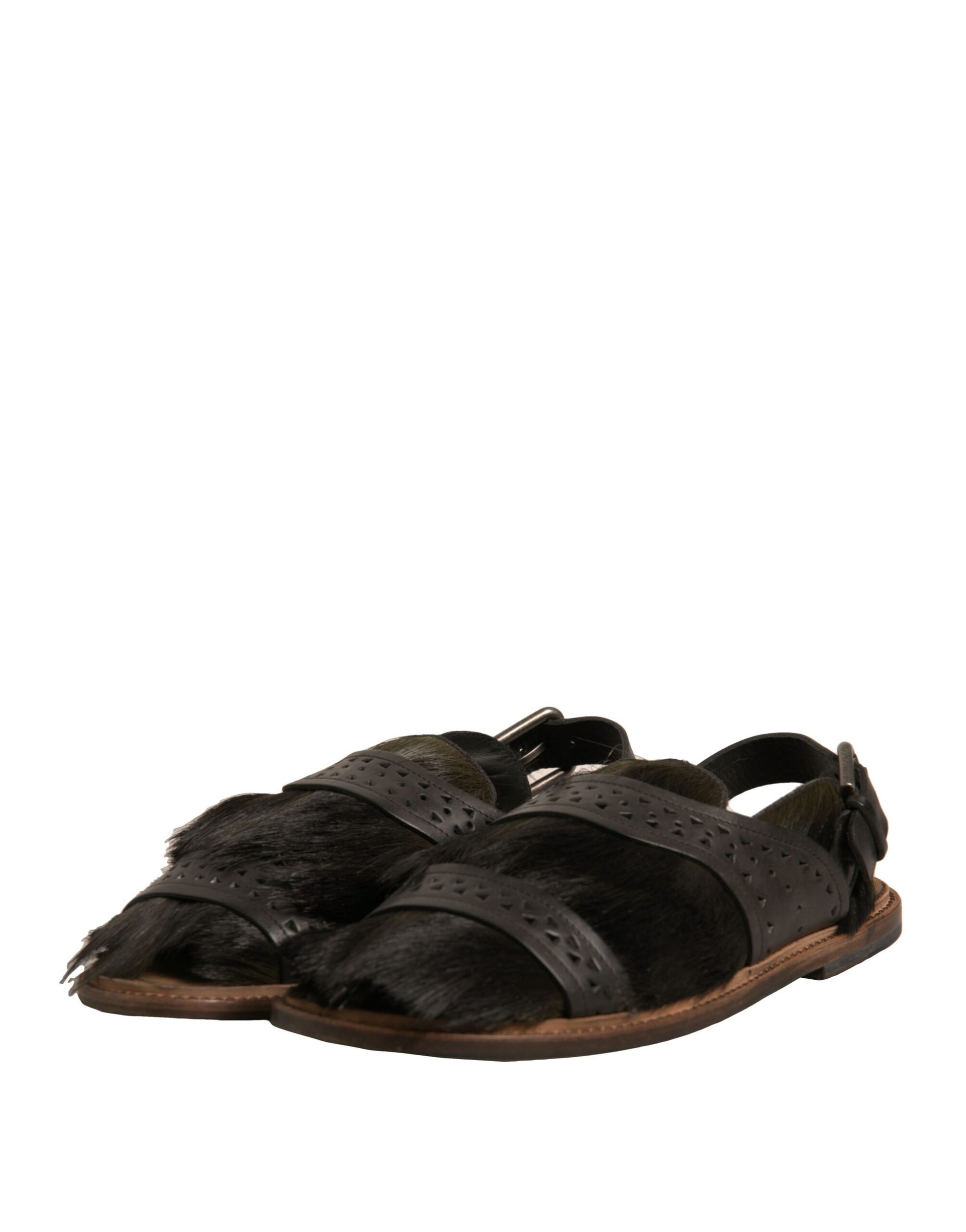 Pair of sandals with fur trim