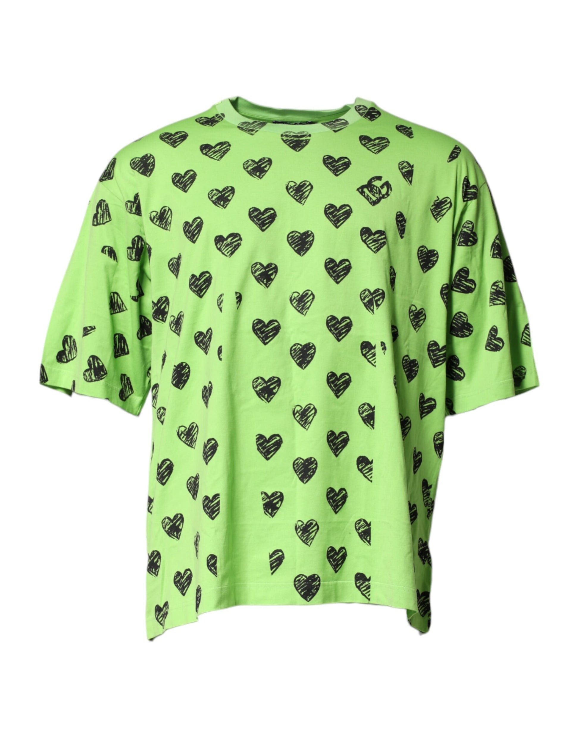 Green shirt with heart pattern