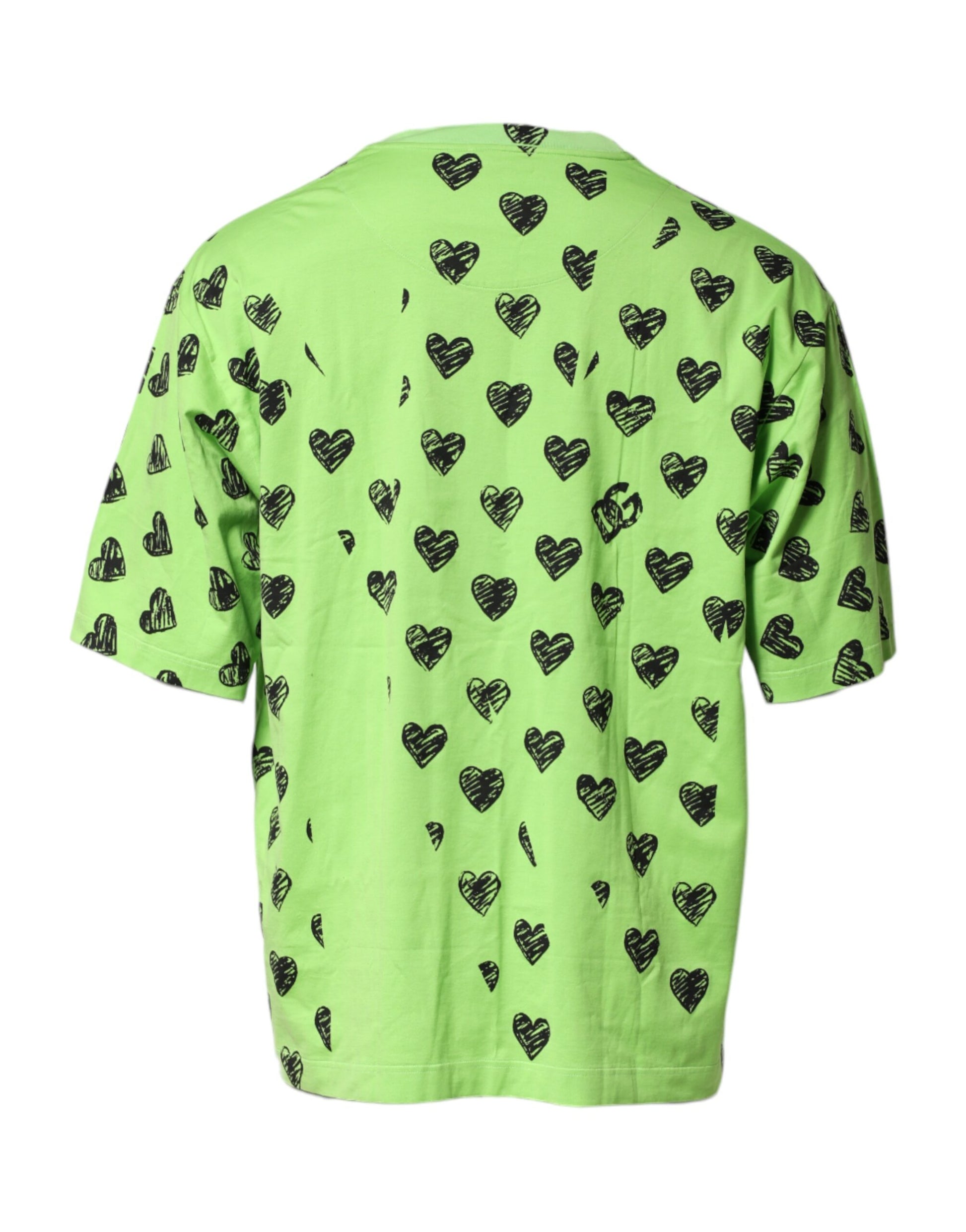 Green shirt with black hearts