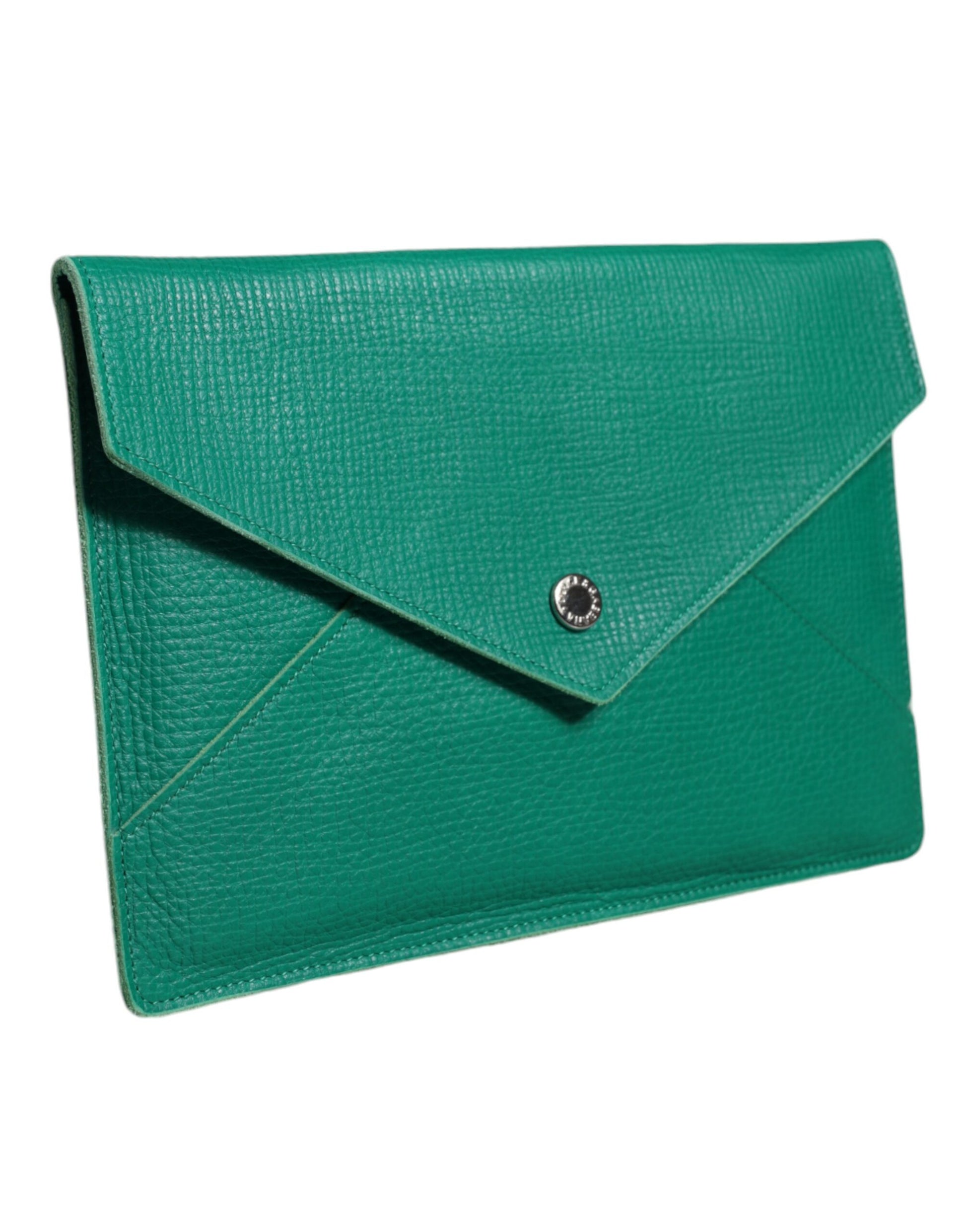 Green leather clutch purse