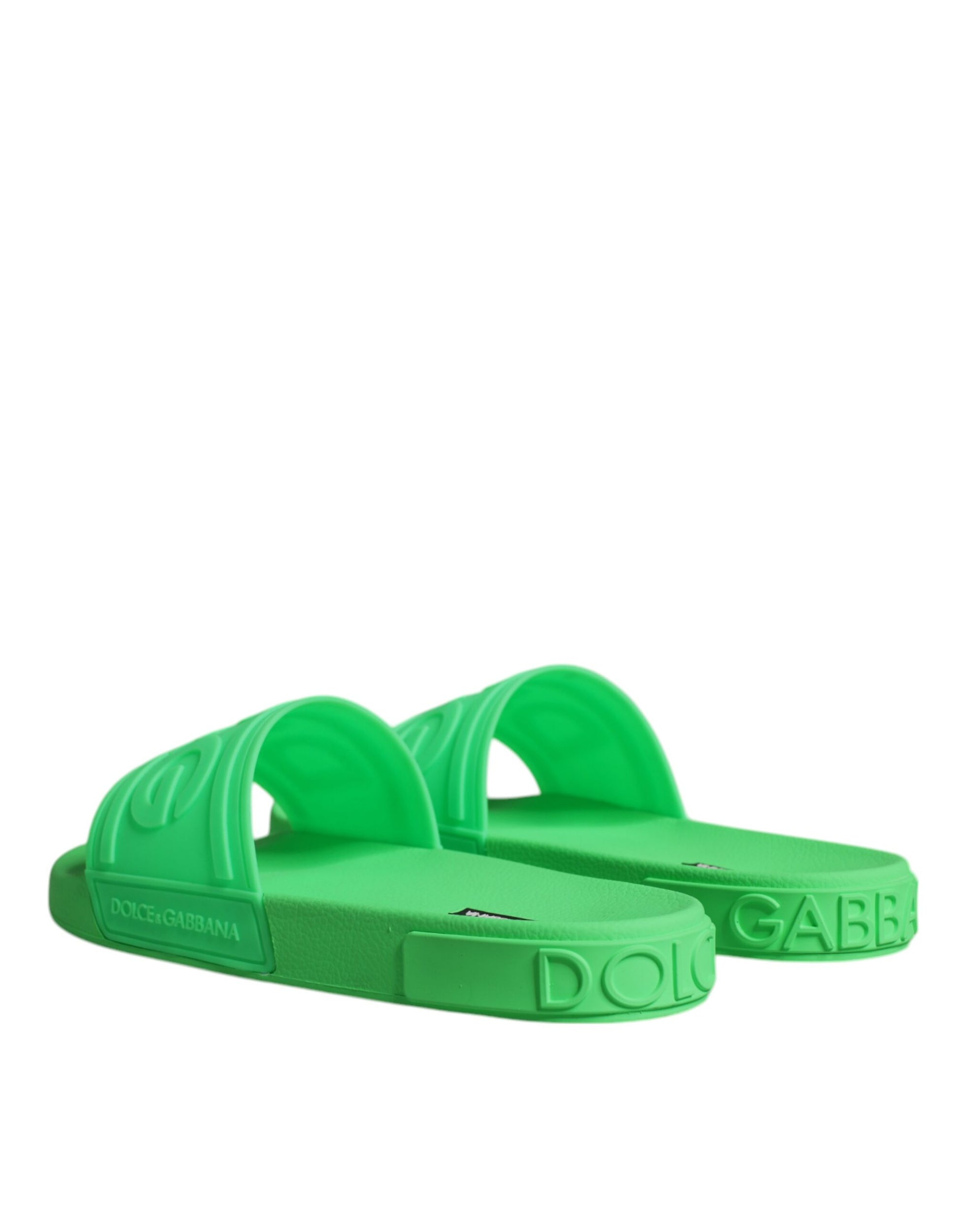 Green flip flops with white lettering