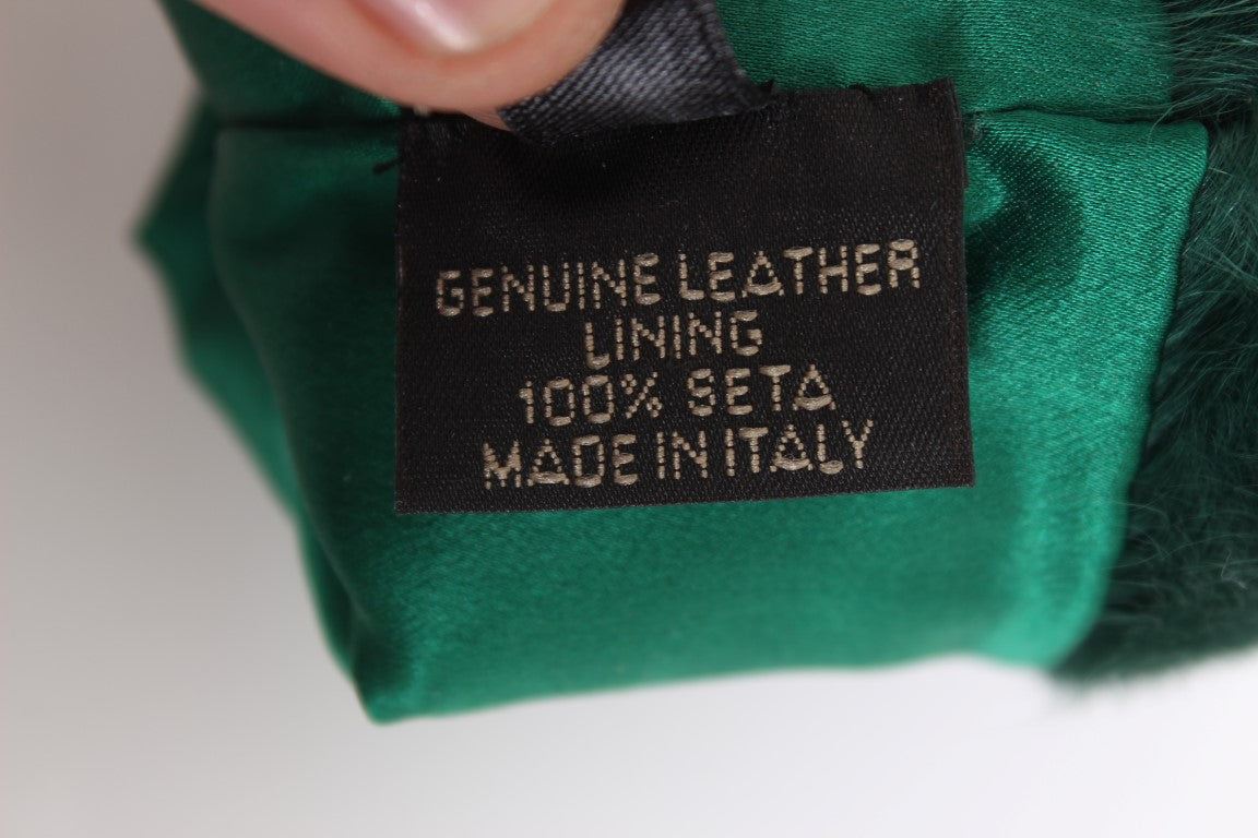 Green fabric tag on garment