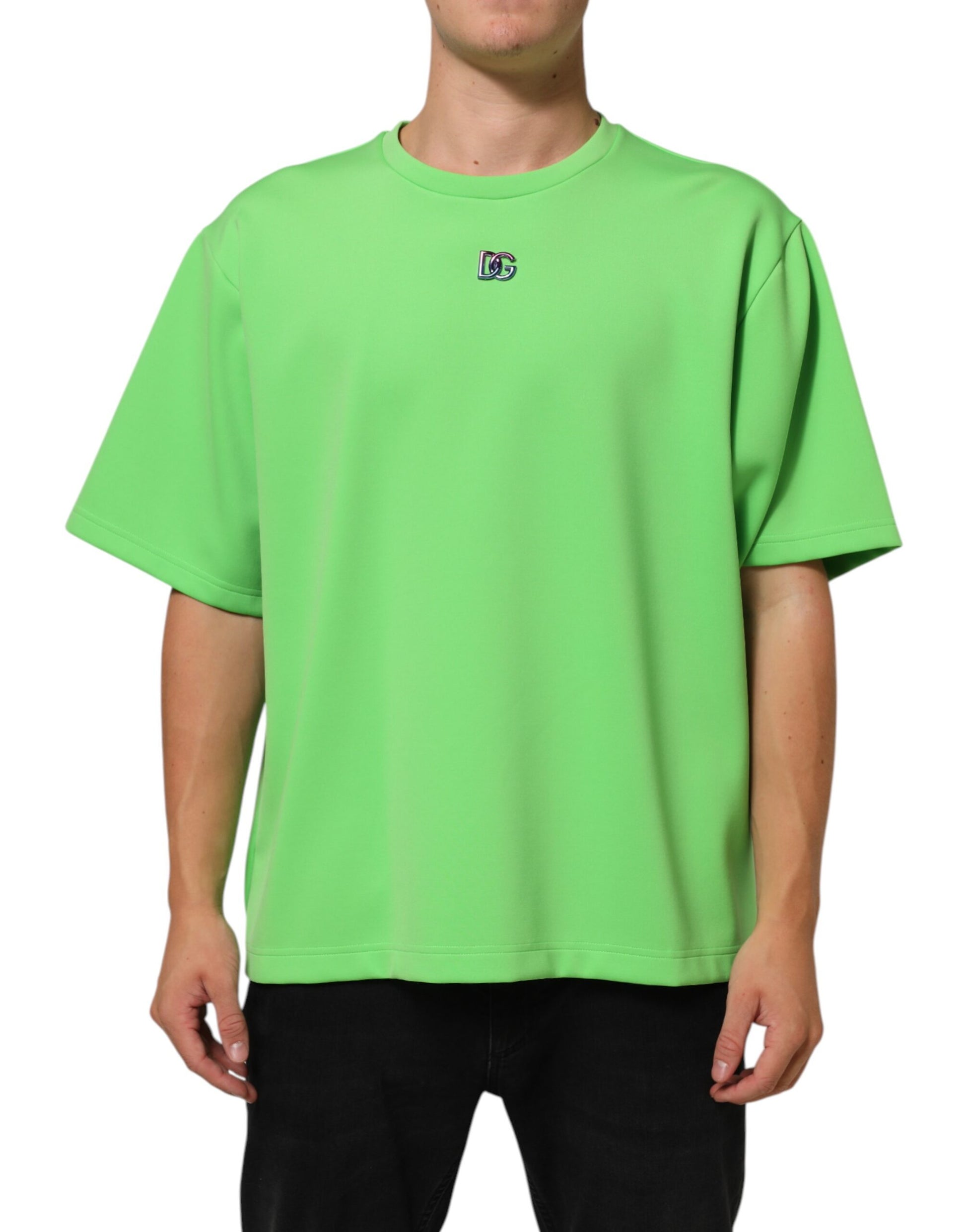 Green short sleeve t-shirt on mannequin