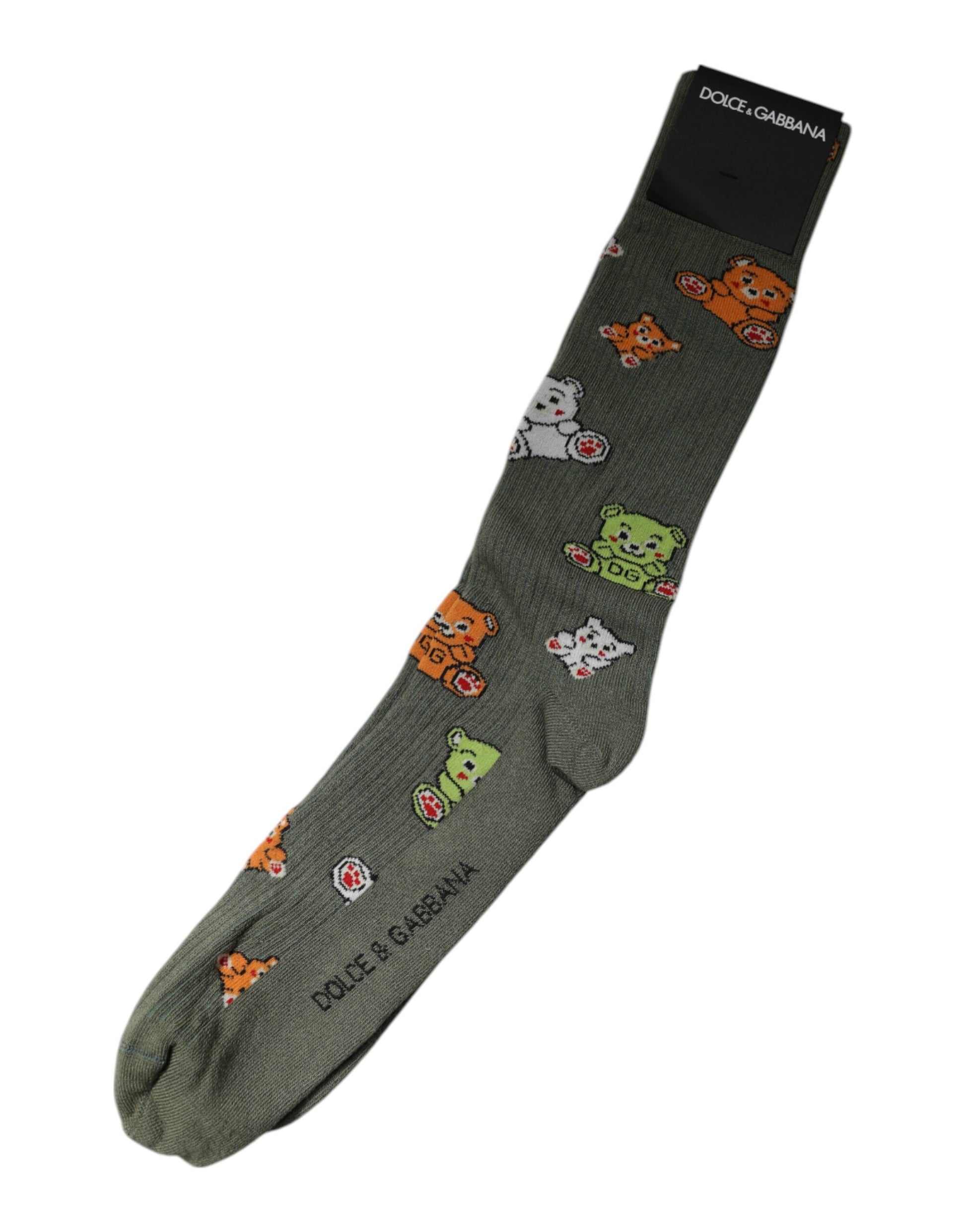 Grey sock with cartoon fox faces