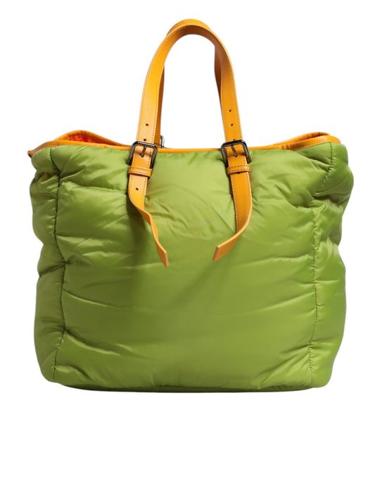 Green and orange tote bag with straps