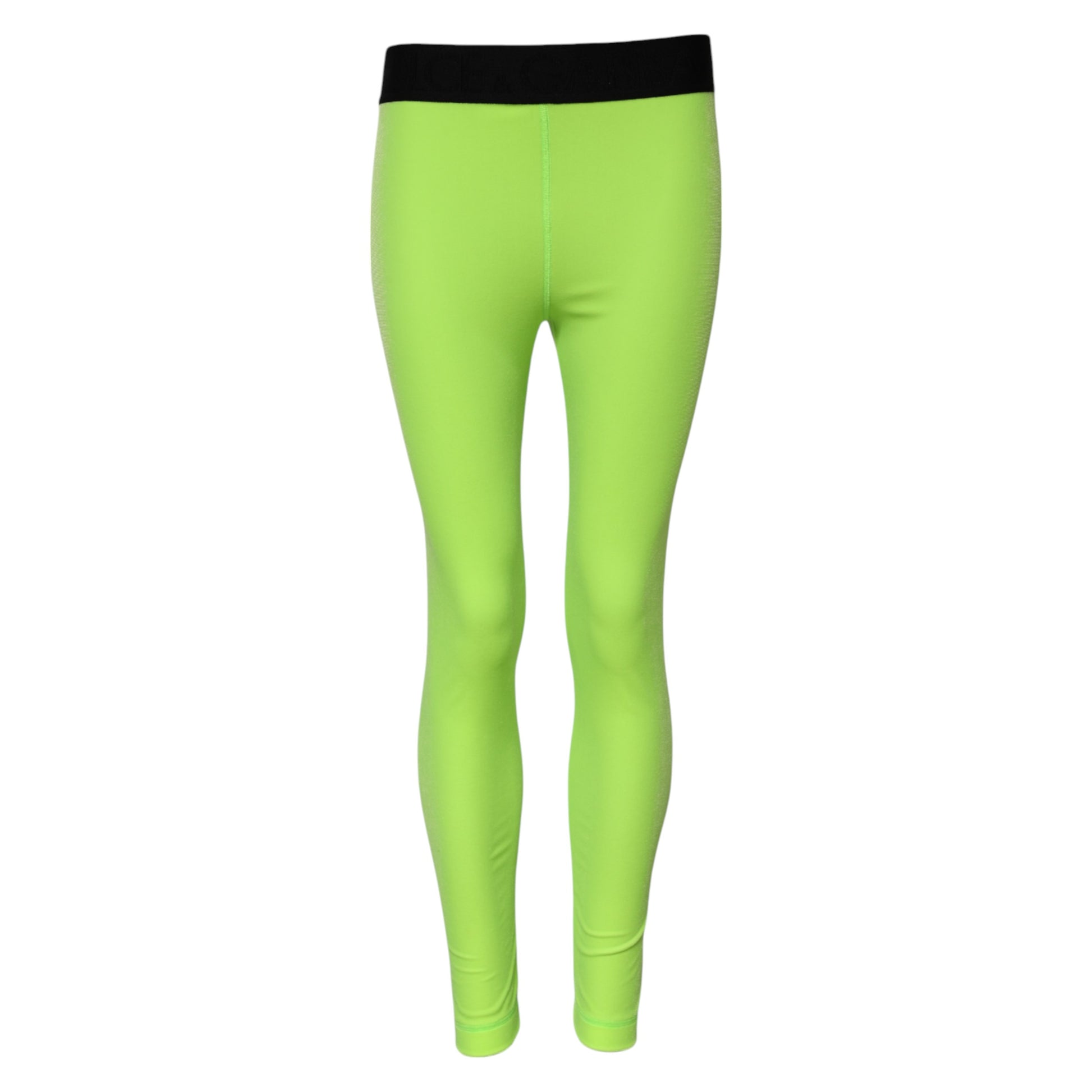 Bright green leggings on a mannequin