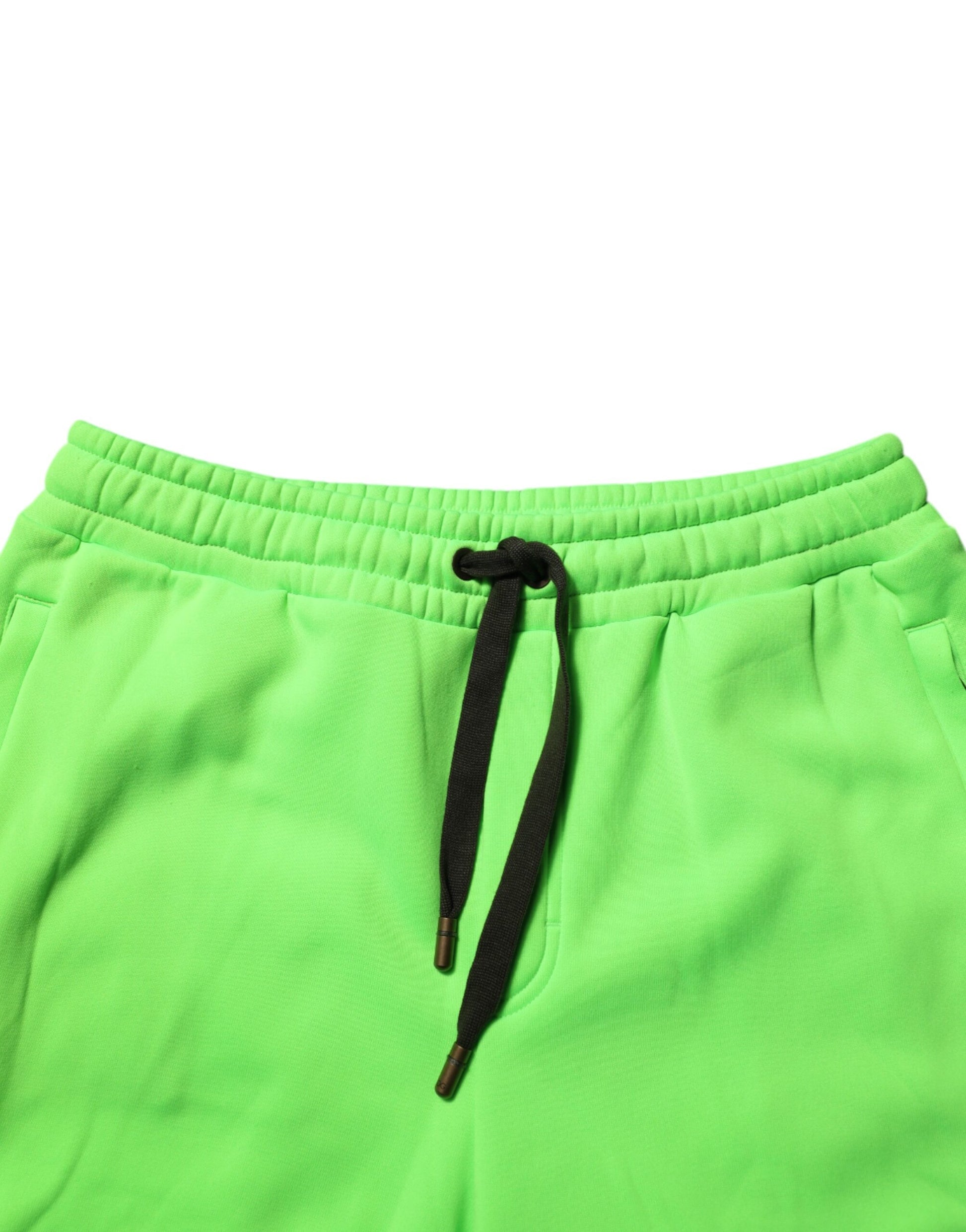 Green pair of shorts with drawstring