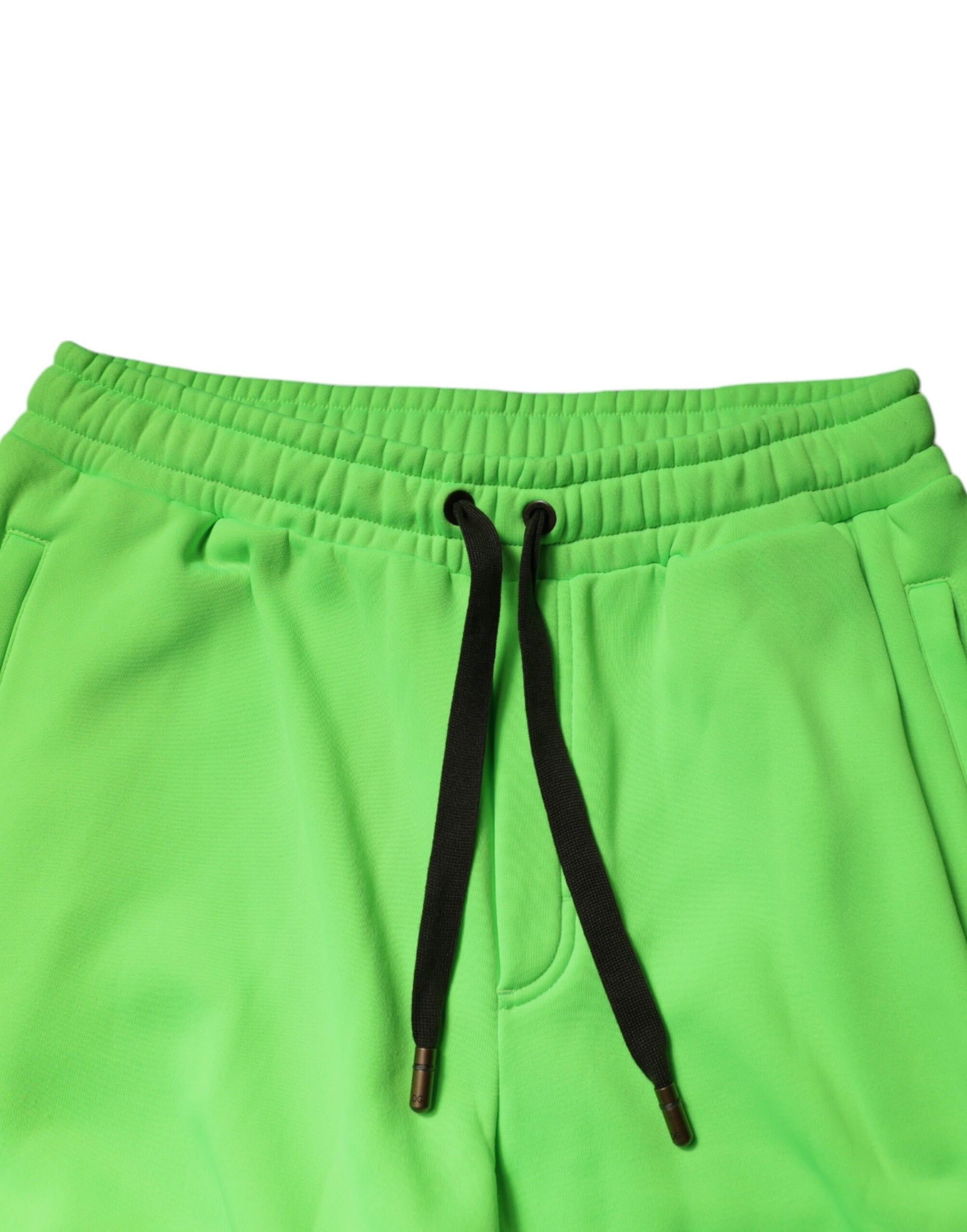 Green cargo shorts with black drawstring