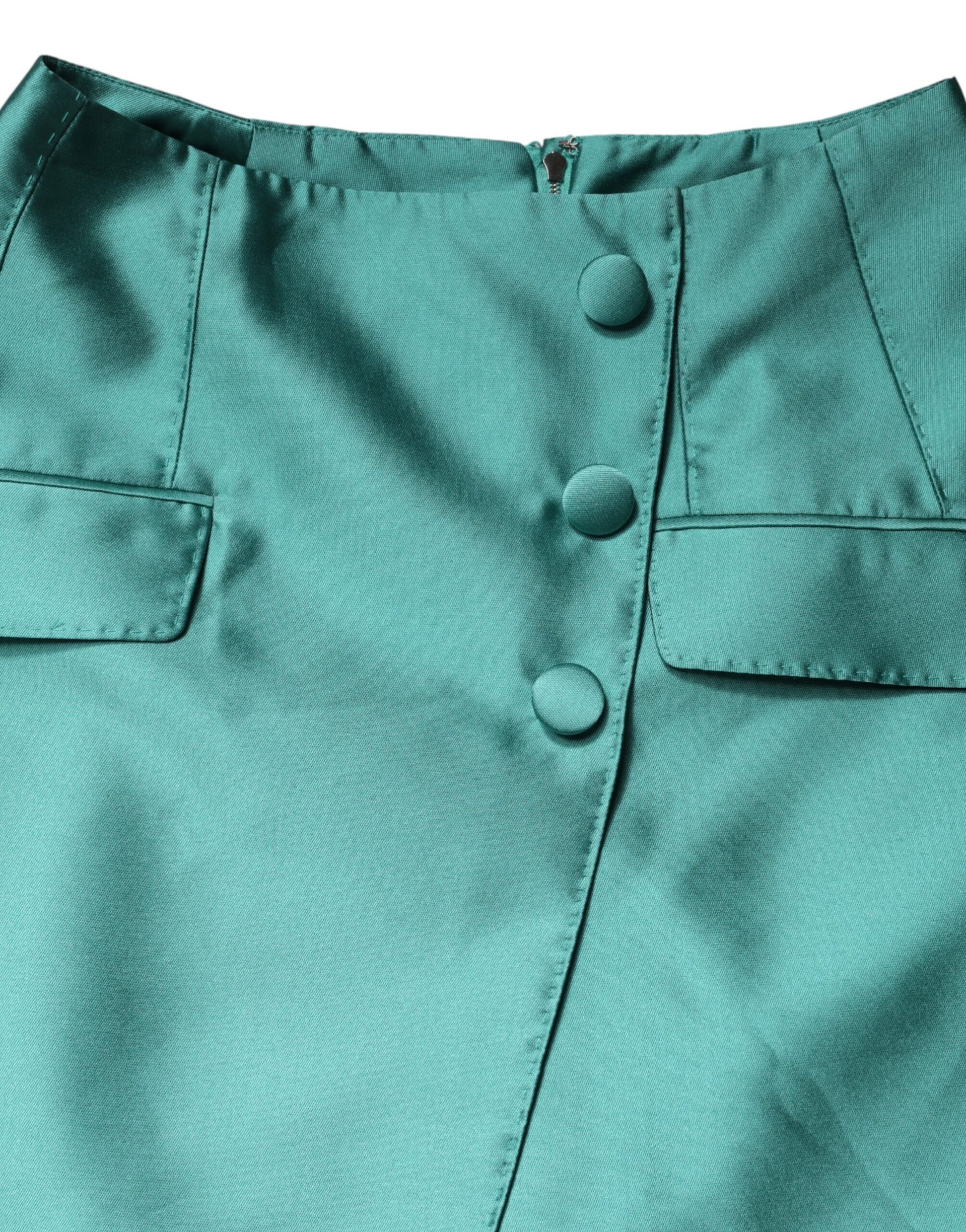 Green shorts with buttons on front