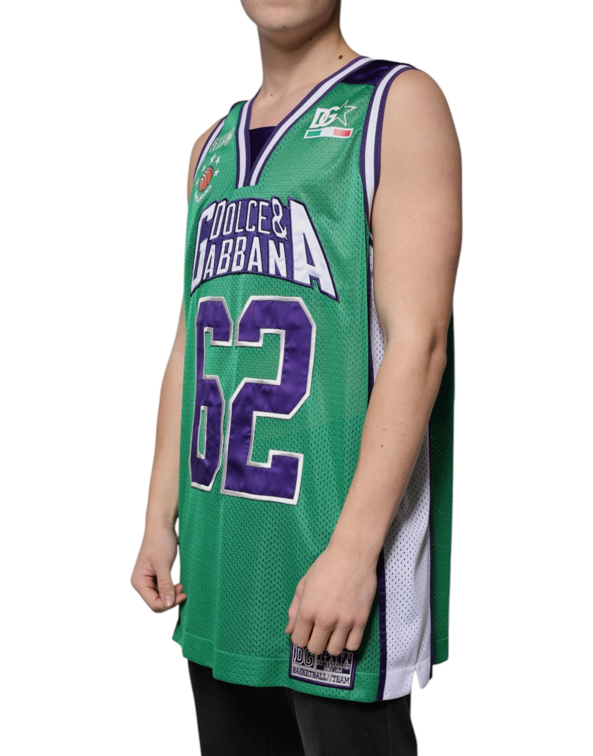 Green basketball jersey with white numbering