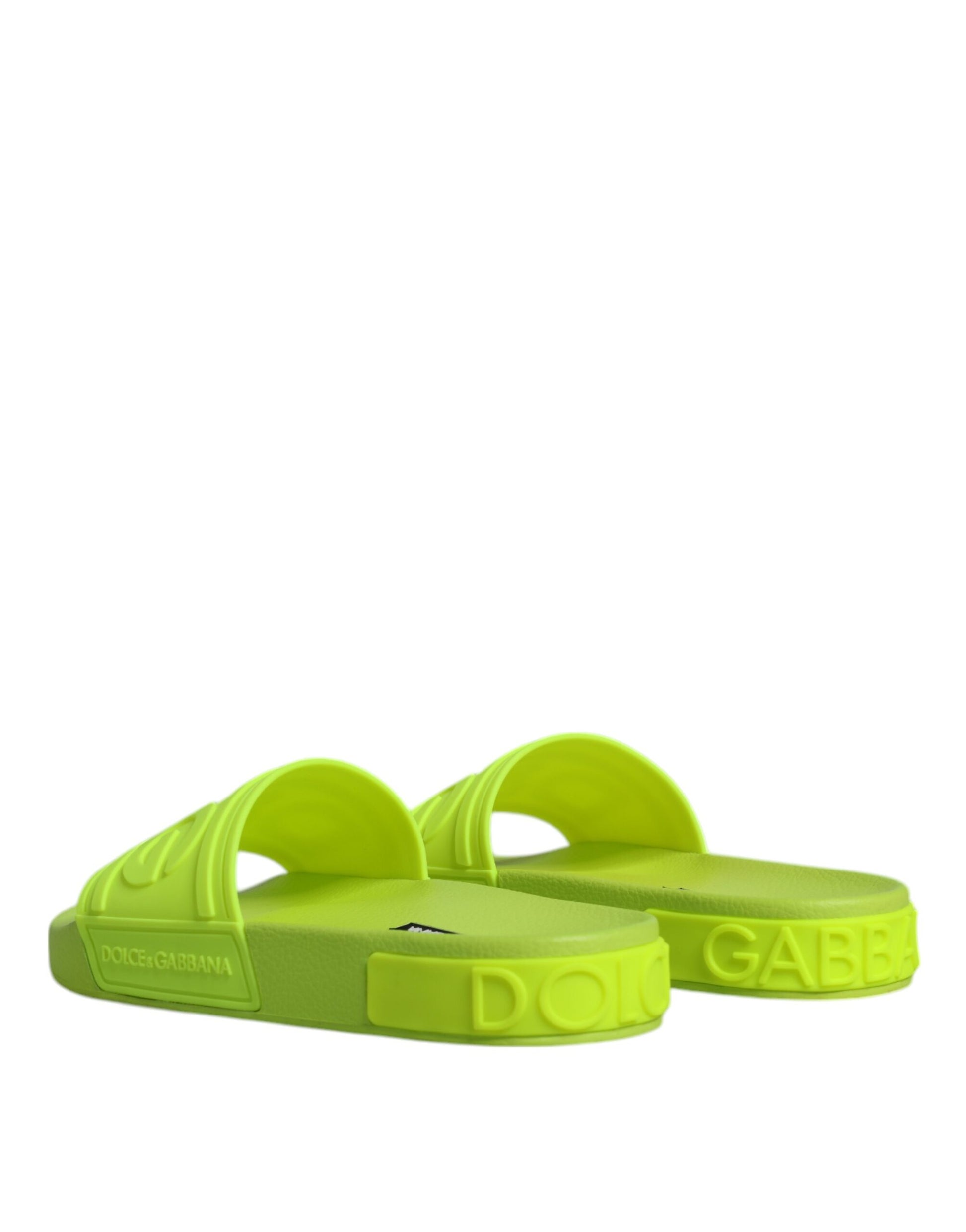 Bright yellow flip flops with black straps