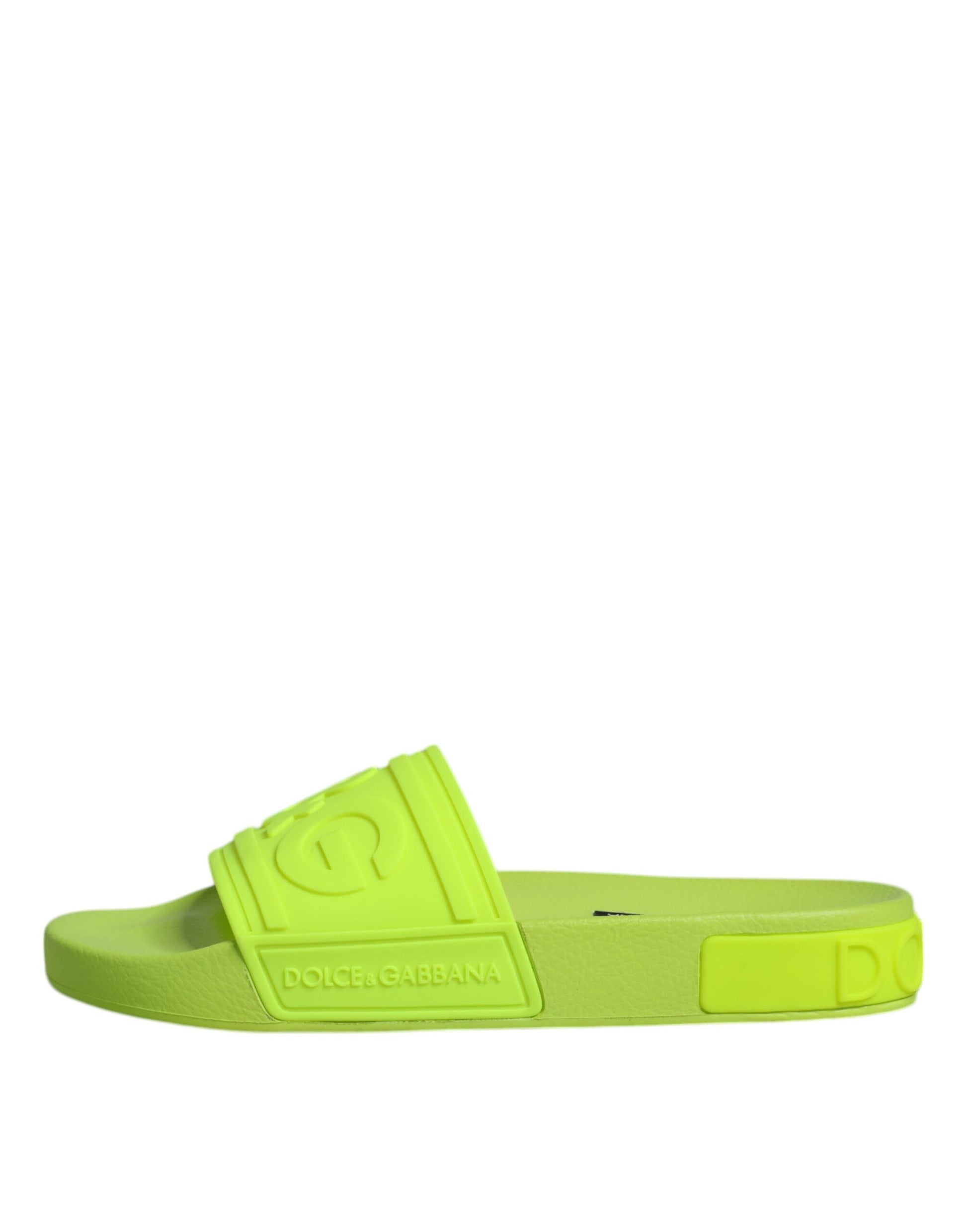 Bright yellow flip flops with black straps