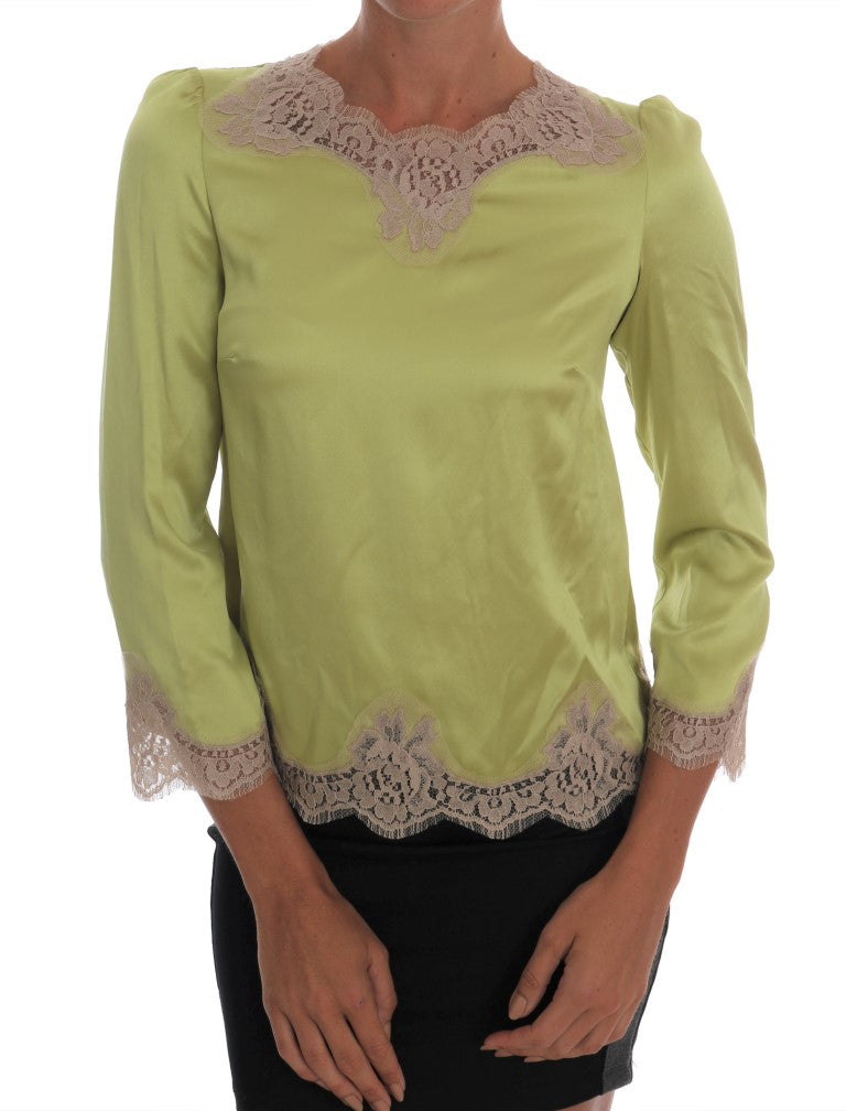 Yellow lace sleeve blouse