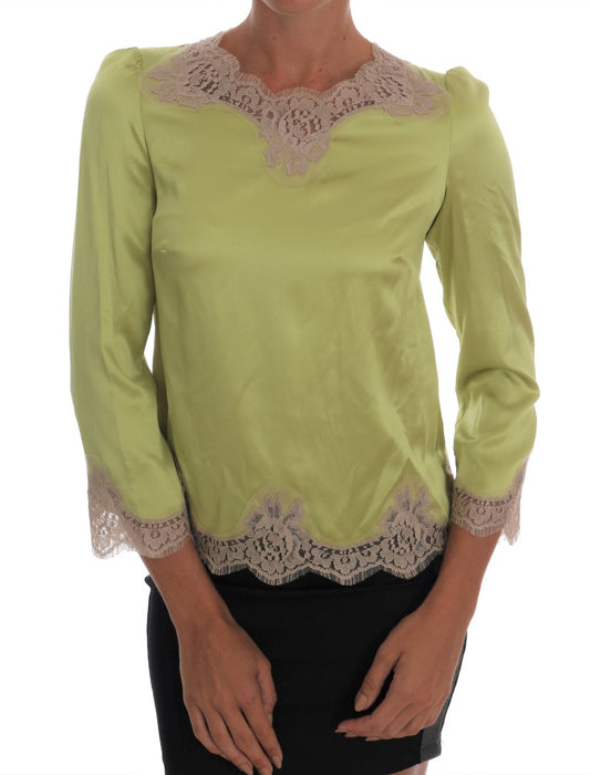Yellow lace sleeve blouse