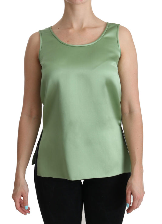 Green tank top on woman