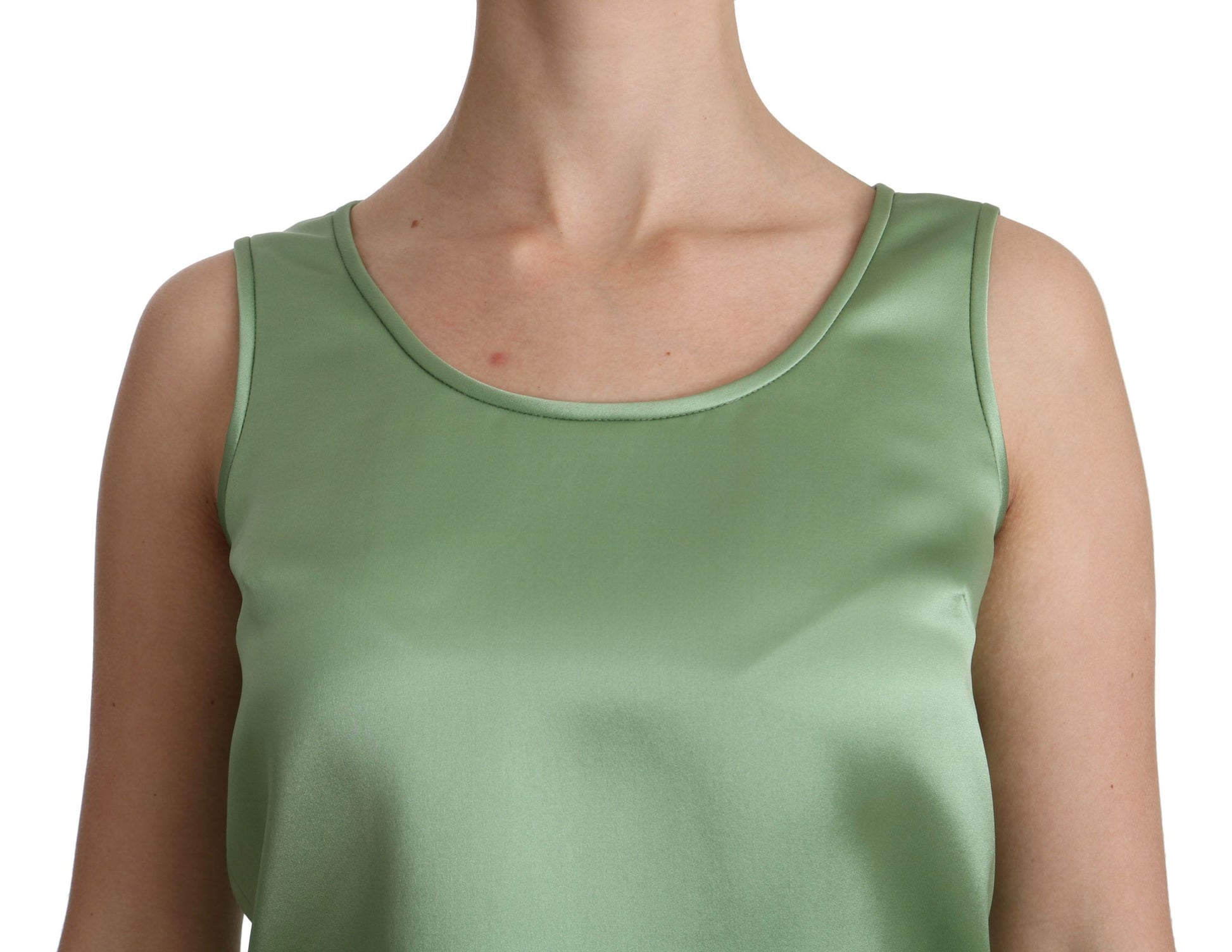 Green satin sleeveless top on a mannequin