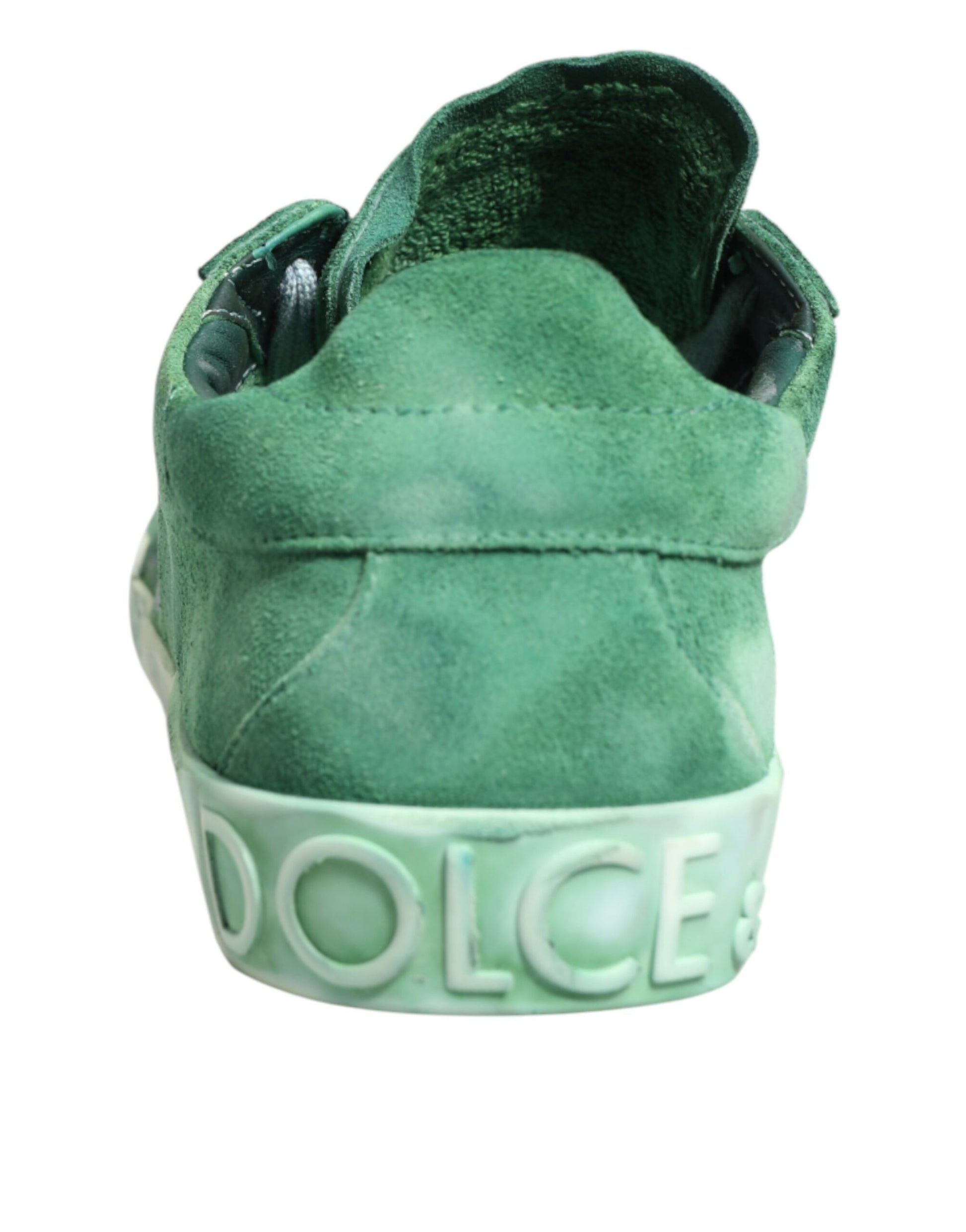 Green velvet sneaker with white logo