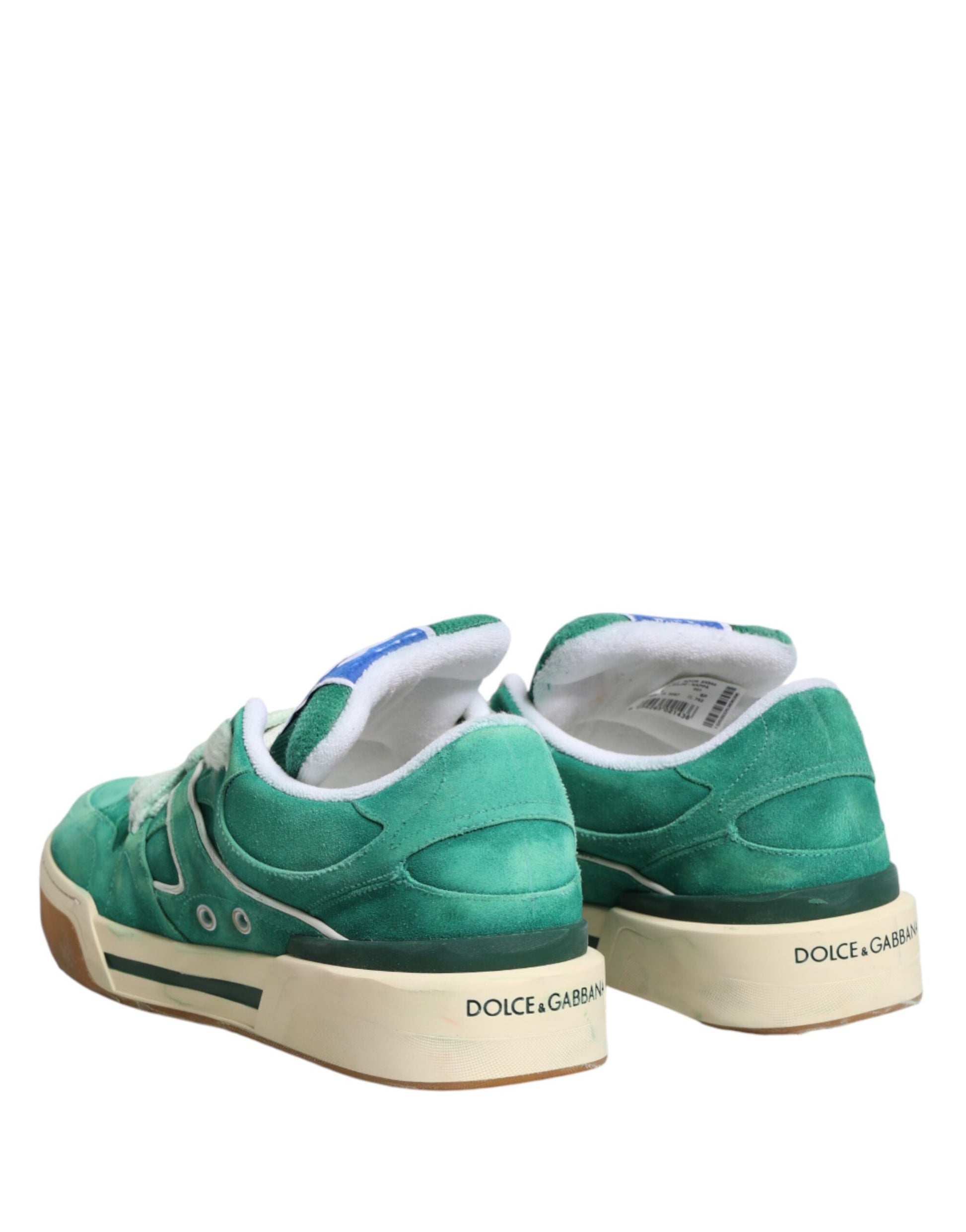 Green sneakers with white laces