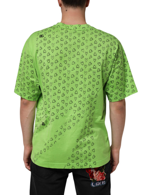 Green shirt with heart pattern on back