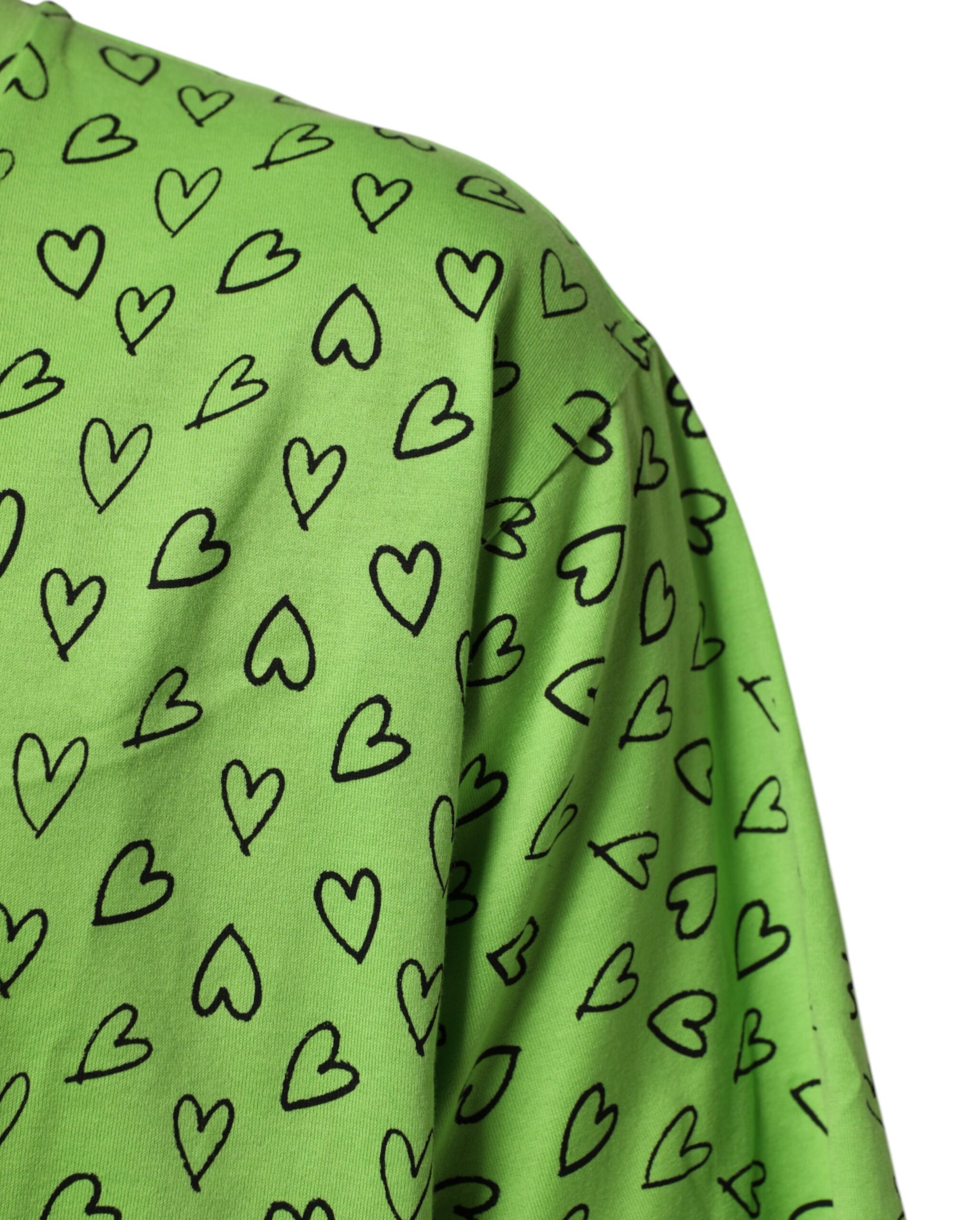 Green shirt with heart pattern