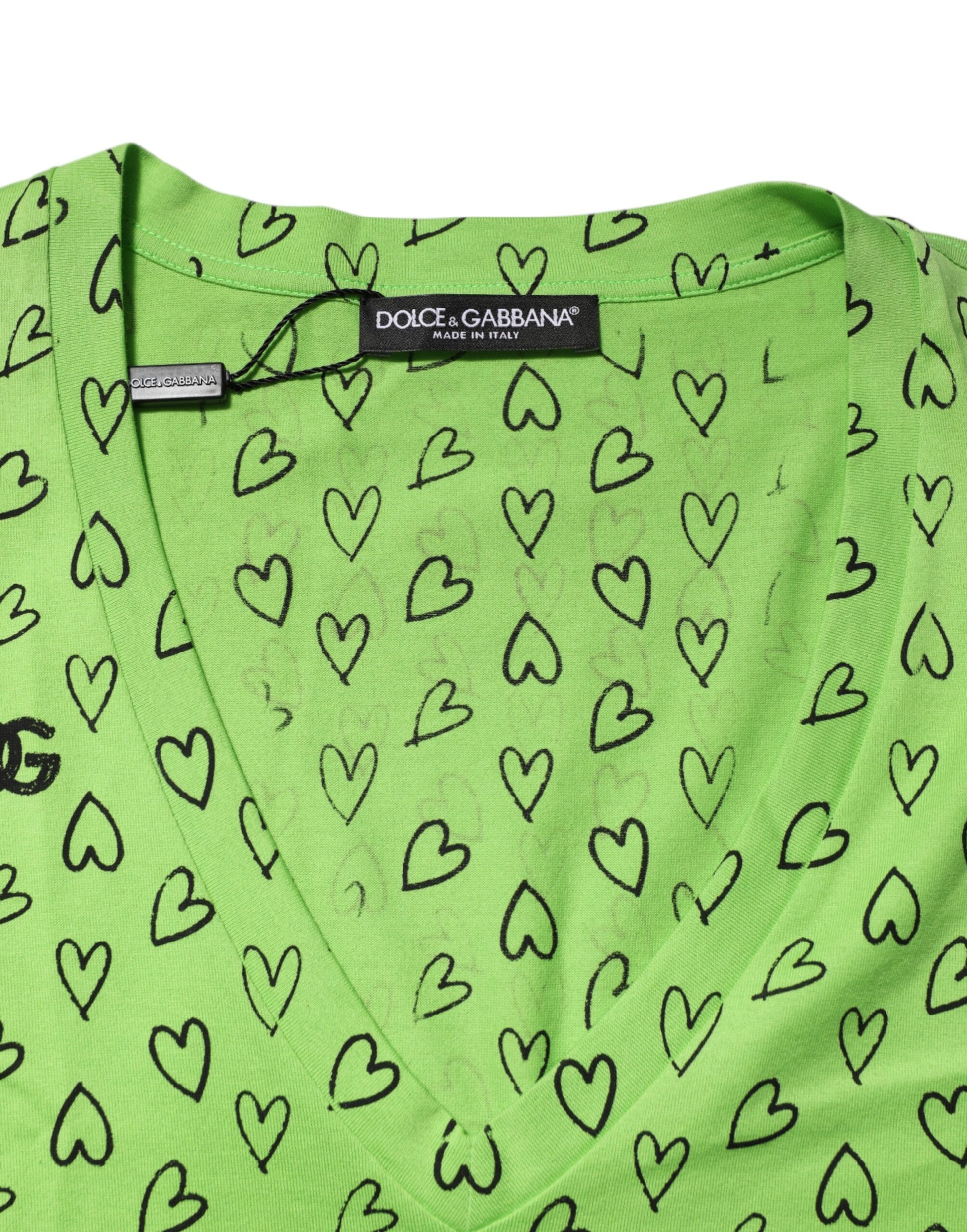 Green sweater with heart pattern