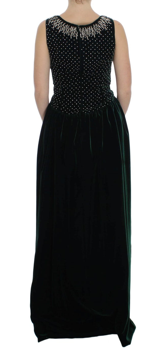 Long black dress with sequins on bodice