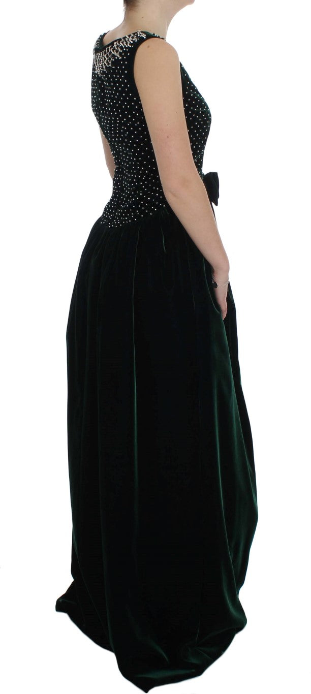Long black dress with beaded bodice