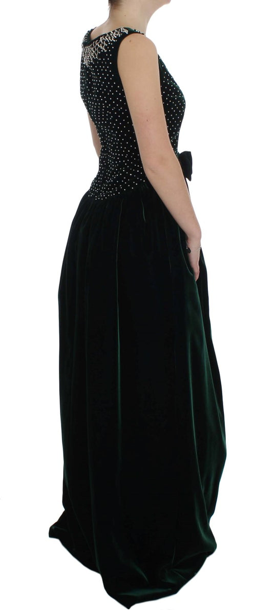 Long black dress with beaded bodice