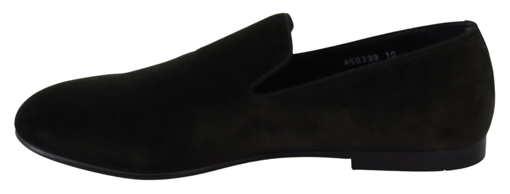 Pair of black loafers with a small heel
