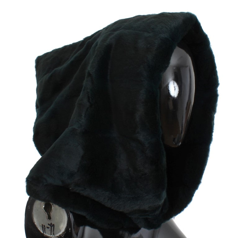 Black hooded scarf on mannequin