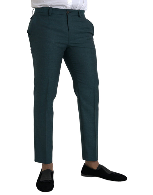 A pair of green wool skinny slim dress pants from the brand Dolce & Gabbana
