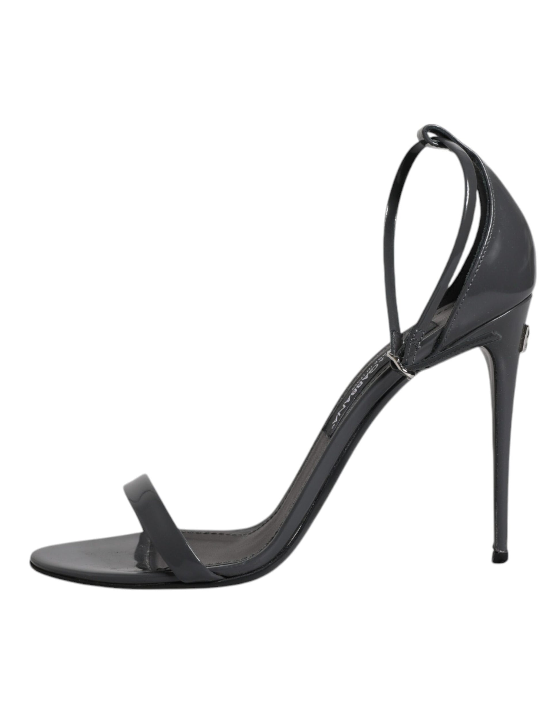 High heel black ankle strap shoe